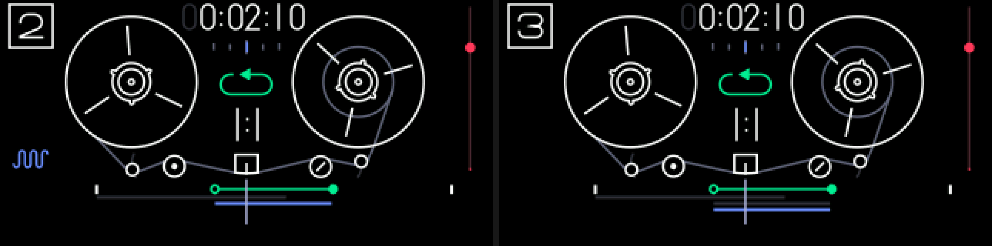 Two tracks inside the loop, then the same loop with the mix on track 3