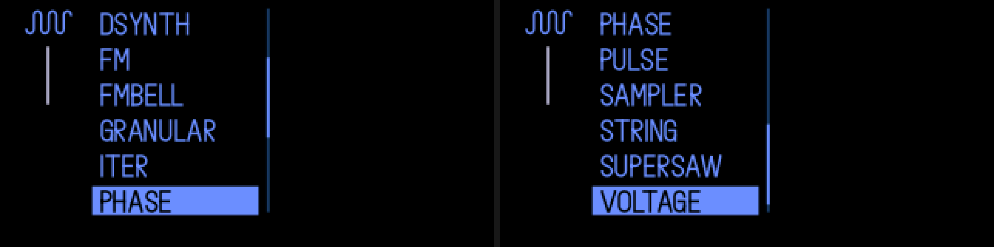 The engine list showing FMBELL, GRANULAR, ITER and SUPERSAW