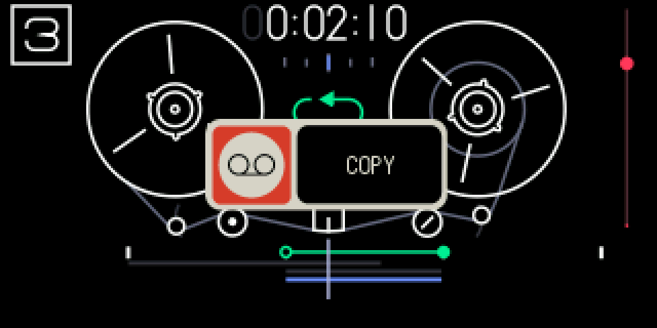 The tape screen with the COPY popup