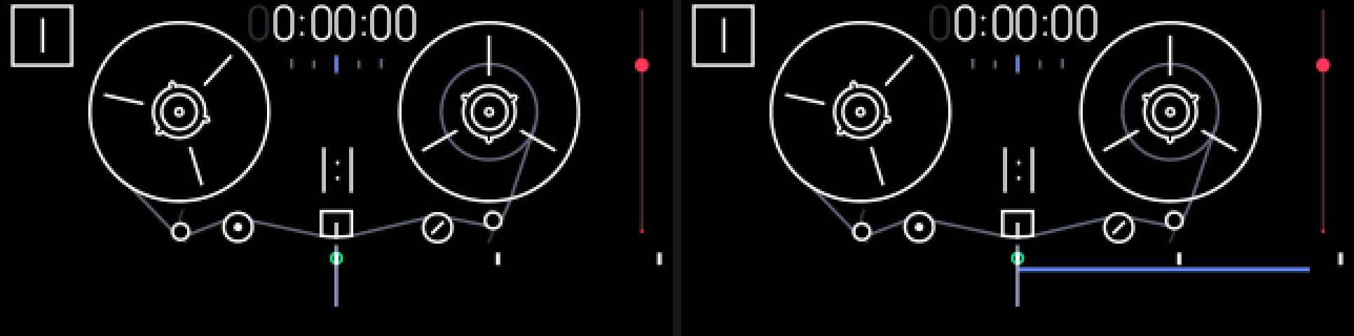 A lifted clip, then the same clip back after TAPE + ←